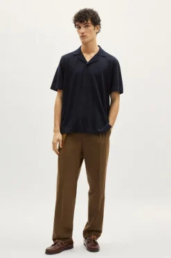 Camicia Collo Bowling in Lino Cotone