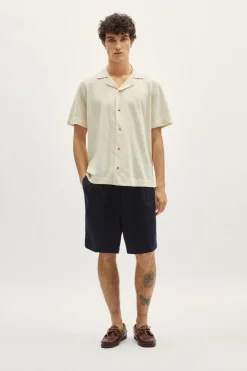 Camicia Collo Bowling in Lino Cotone