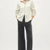 Cardigan a collo alto con zip in Lana Merino