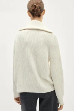Cardigan a collo alto con zip in Lana Merino