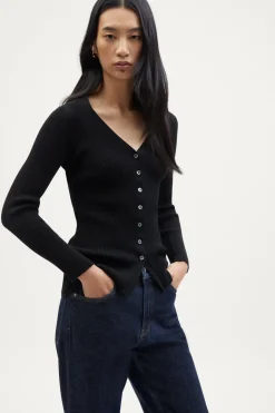 Cardigan a coste in Cotone Organico