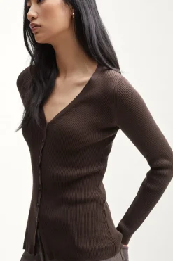 Cardigan a coste in Cotone Organico