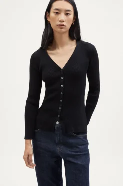 Cardigan a coste in Cotone Organico