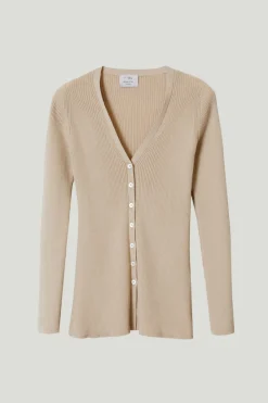 Cardigan a coste in Cotone Organico