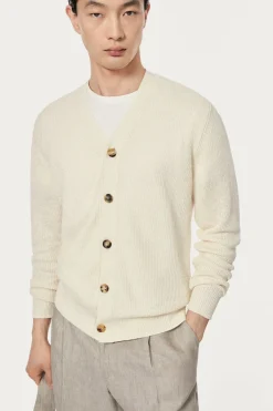 Cardigan a Costine in Lino e Cotone