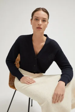 Cardigan a Costine in Lino e Cotone