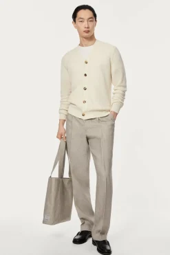 Cardigan a Costine in Lino e Cotone