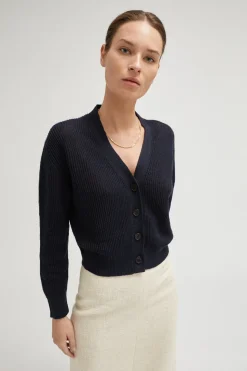 Cardigan a Costine in Lino e Cotone