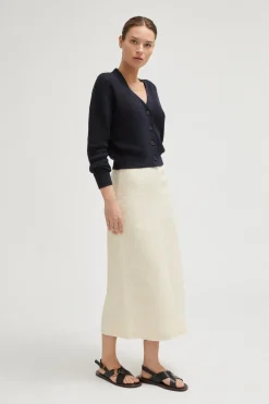 Cardigan a Costine in Lino e Cotone