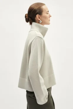 Giacca a collo alto con zip in Lana Merino