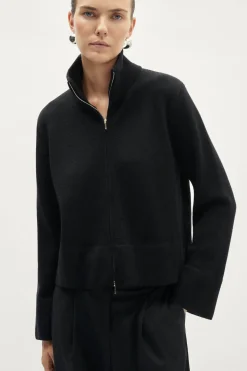 Giacca a collo alto con zip in Lana Merino