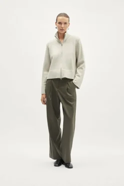 Giacca a collo alto con zip in Lana Merino