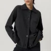 Giacca con Collo Polo in Lana Cardata