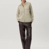 Giacca con Collo Polo in Lana Cardata