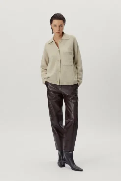 Giacca con Collo Polo in Lana Cardata