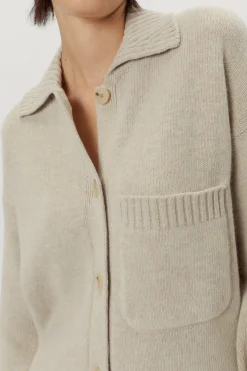 Giacca con Collo Polo in Lana Cardata