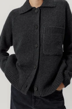 Giacca con Collo Polo in Lana Cardata