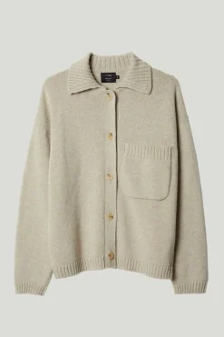 Giacca con Collo Polo in Lana Cardata