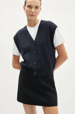 Gilet con bottoni in Lana Merino