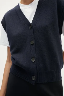 Gilet con bottoni in Lana Merino