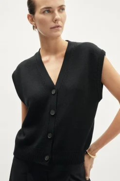 Gilet con bottoni in Lana Merino