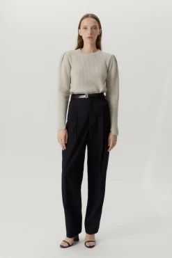 Girocollo con Pinces in Lana Merino