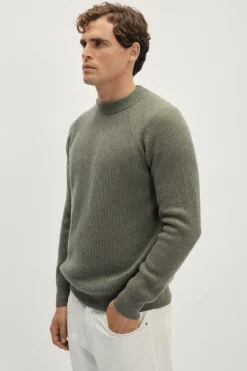 Girocollo in Lana Cardata con manica raglan