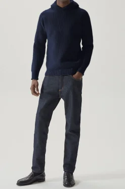 Maglia con Cappuccio a Coste in Lana Cardata - Versione Imperfect