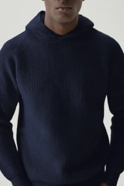 Maglia con Cappuccio a Coste in Lana Cardata - Versione Imperfect