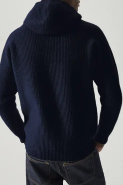Maglia con Cappuccio a Coste in Lana Cardata - Versione Imperfect
