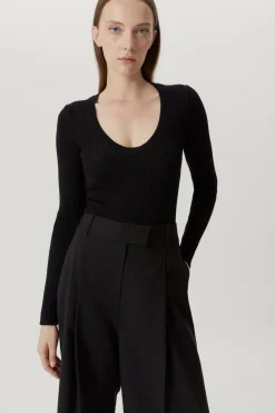 Maglia con Scollo Ampio in Lana Merino