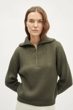 Maglia con scollo Zip in Lana Merino