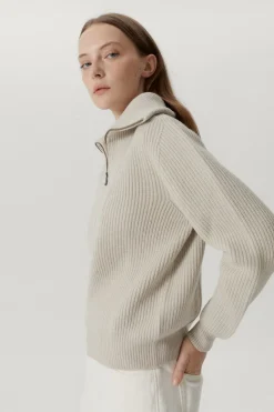 Maglia con scollo Zip in Lana Merino