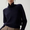 Maglia Crop con collo alto in Lana Merino