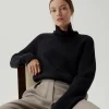 Maglia Crop con collo alto in Lana Merino