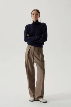 Maglia Crop con collo alto in Lana Merino
