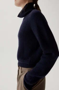 Maglia Crop con collo alto in Lana Merino