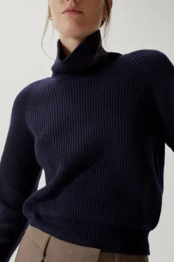 Maglia Crop con collo alto in Lana Merino