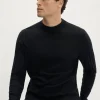 Maglia Mock-Neck a Coste in Lana Ultrasoft