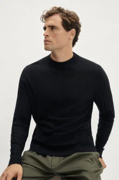 Maglia Mock-Neck a Coste in Lana Ultrasoft