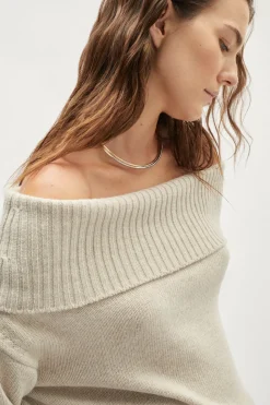 Maglia scollata in Lana Cardata