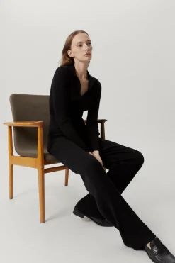 Pantalone a coste in Lana Merino