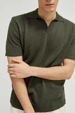 Polo a Manica Corta in Lino Cotone