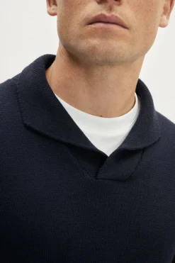 Polo con Collo Sciallato in Lana Merino
