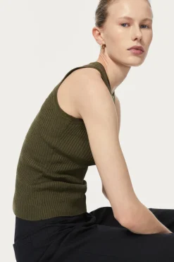 Tank Top a coste in Lino Cotone