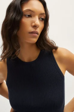 Tank Top a coste in Lino Cotone