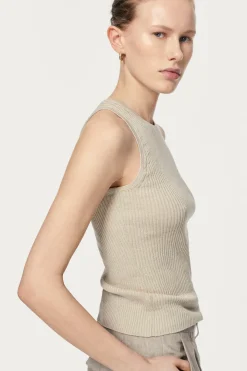 Tank Top a coste in Lino Cotone
