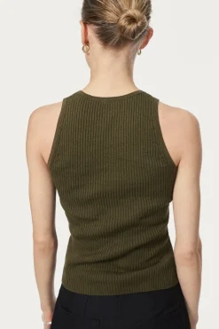Tank Top a coste in Lino Cotone