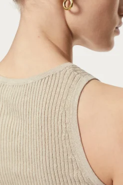 Tank Top a coste in Lino Cotone
