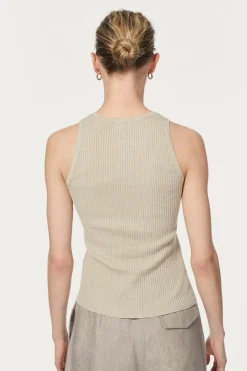 Tank Top a coste in Lino Cotone